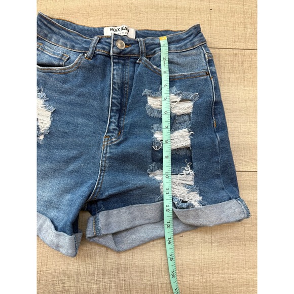 Wax Jean Collection Women Wash Distressed High Waisted Denim Shorts Size M - Picture 6 of 6